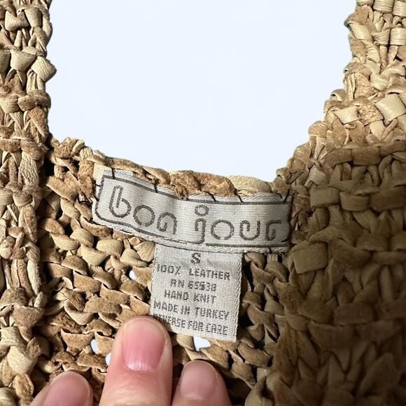 Rare Vintage Bon Jour Hand-Knit Leather Tank - Size S - Picture 3 of 3